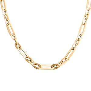 Italian 10K Yellow Gold Alternate Paper Clip Chain Necklace 18 Inches 4.10 Grams