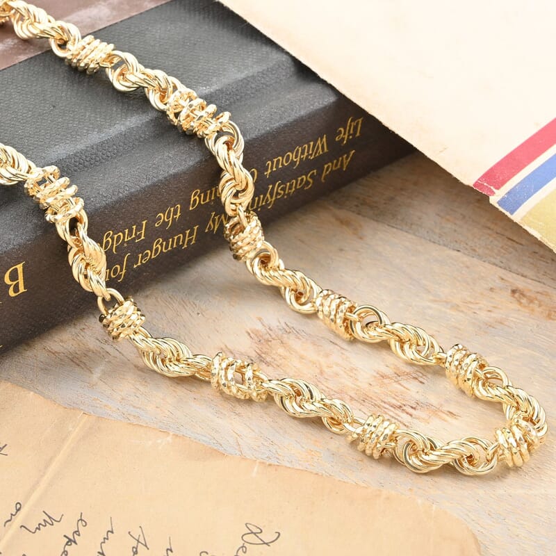 Abbracci Italian 10K Yellow Gold Diamond-cut Rope Necklace 18 Inches 12.46 Grams