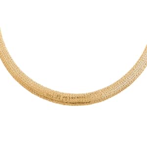 Italian 10K Yellow Gold Graduated Mesh Chain Necklace 18 Inches 9.75 Grams