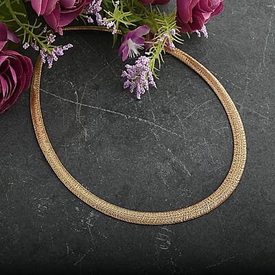 Italian 10K Yellow Gold Graduated Mesh Chain Necklace 18 Inches 9.75 Grams