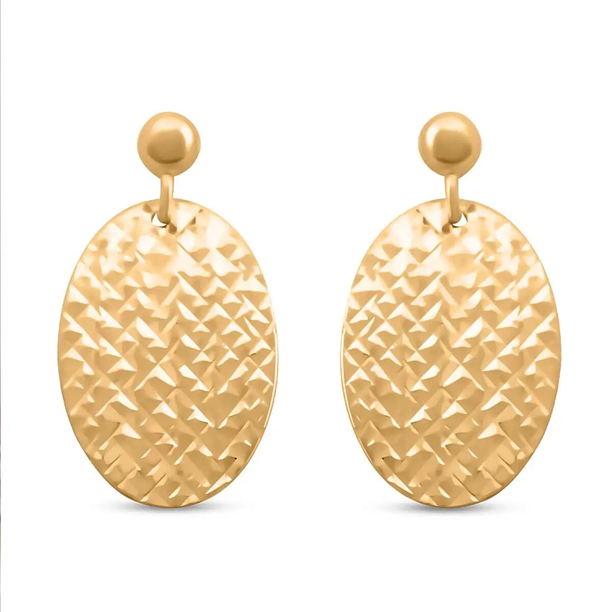 Italian Diamond-cut Oval Earrings in 10K Yellow Gold 1.25 Grams image number 0