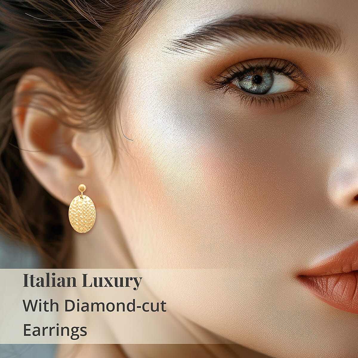 Italian Diamond-cut Oval Earrings in 10K Yellow Gold 1.25 Grams image number 2