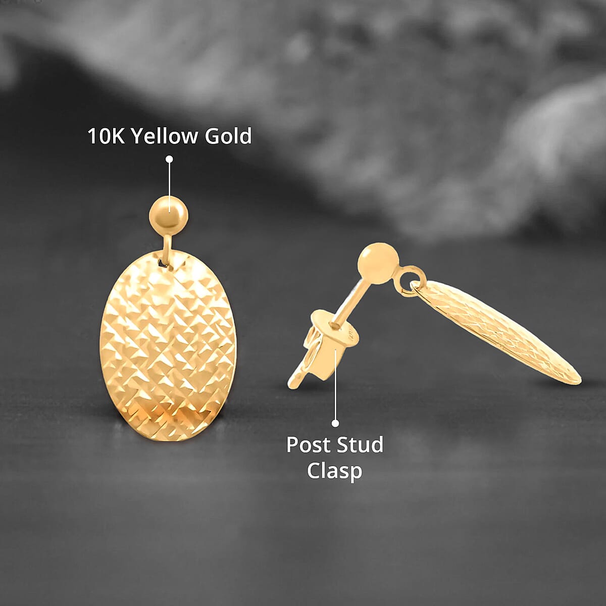 Italian Diamond-cut Oval Earrings in 10K Yellow Gold 1.25 Grams image number 4