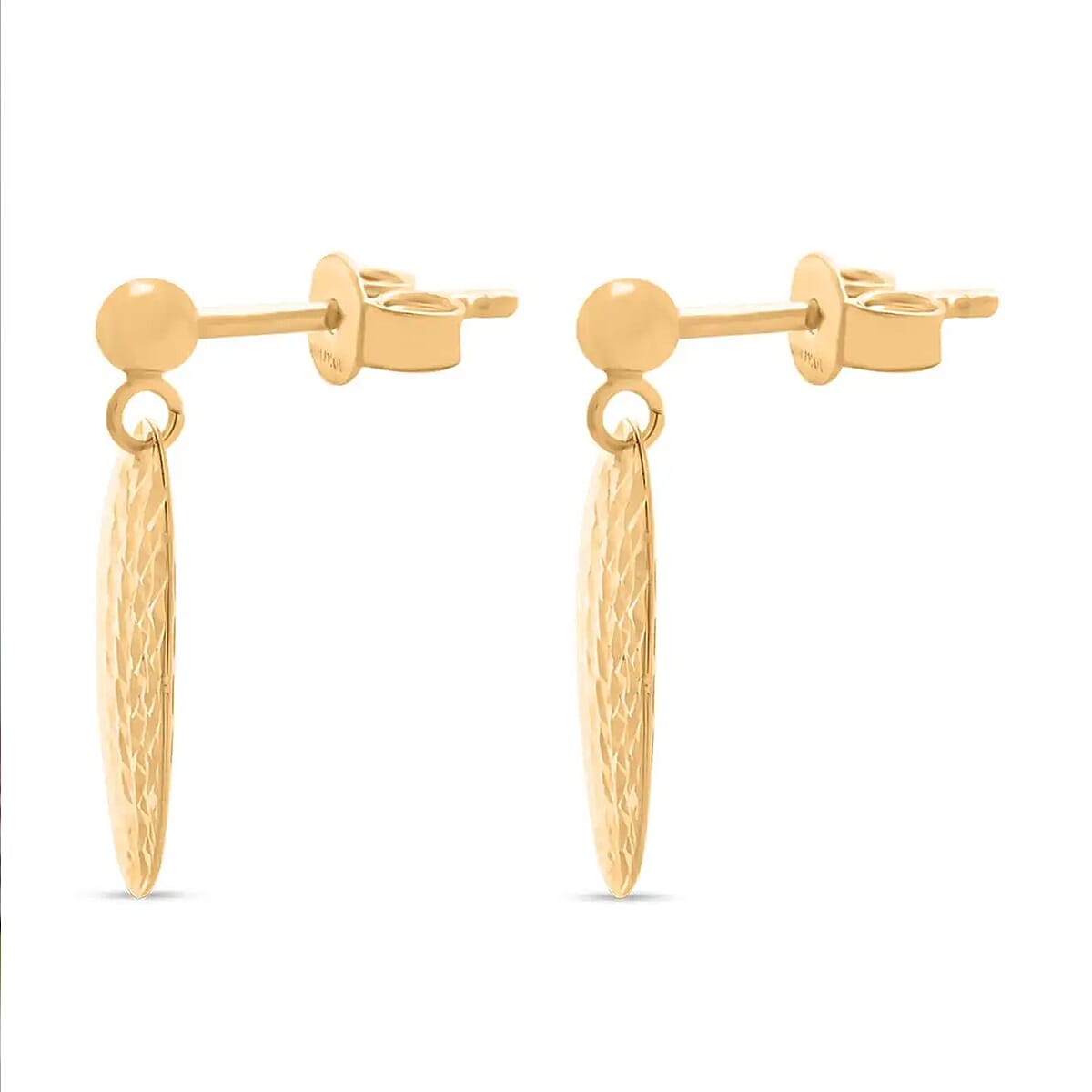 Italian Diamond-cut Oval Earrings in 10K Yellow Gold 1.25 Grams image number 8