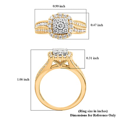 G-H, I1-I2 Diamond 1.00 ctw Ring in 10K Yellow Gold (Size 10.0) 4.30 Grams