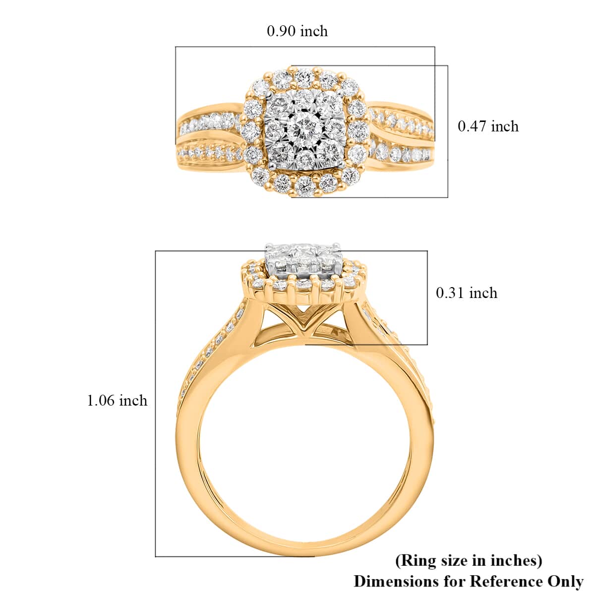 NY Closeout 10K Yellow Gold Diamond (G-H, I1-I2) Ring (Size 5.0) (4.30 g) 1.00 ctw image number 5