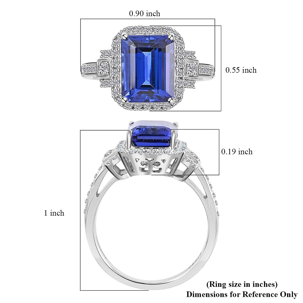Certified and Appraised Rhapsody 950 Platinum AAAA Tanzanite and E-F VS Diamond Halo Ring (Size 6.5) 7.15 Grams 4.00 ctw image number 5