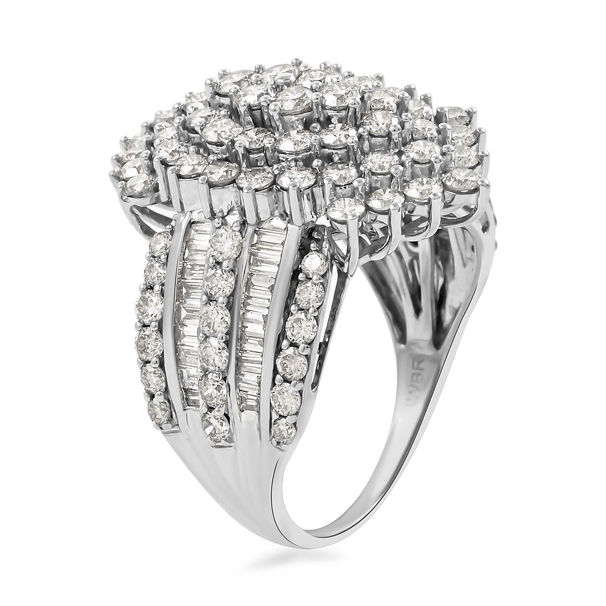 Dixie Lee 10K White Gold Diamond SI Cluster Ring (Size 10.0) 7.50 Grams 4.00 ctw image number 3