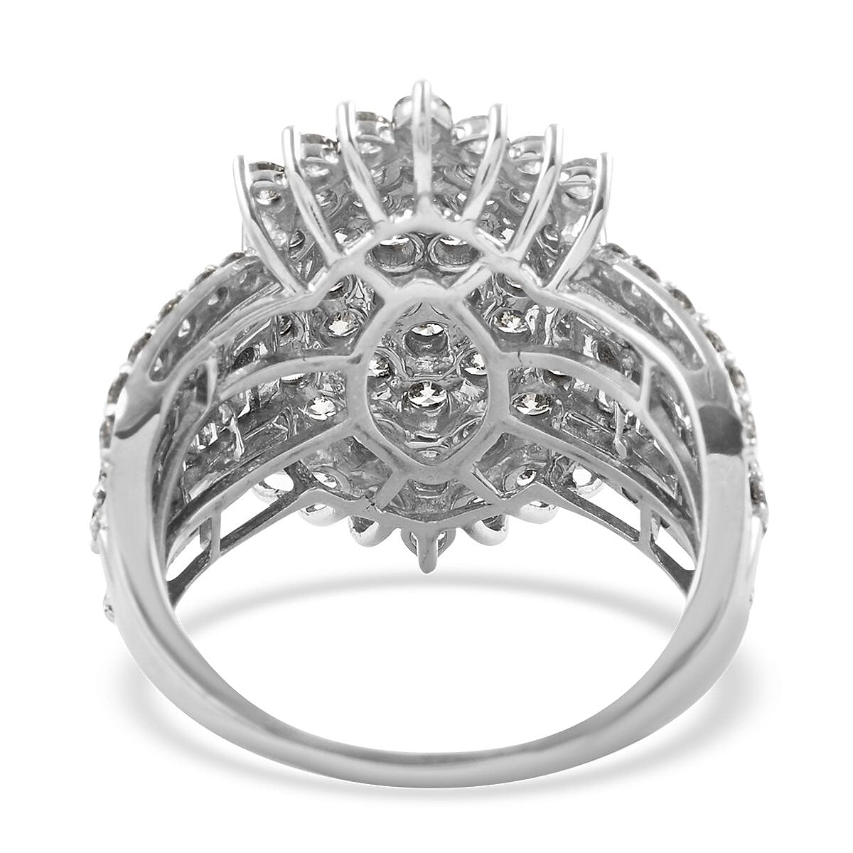 Dixie Lee 10K White Gold Diamond SI Cluster Ring (Size 10.0) 7.50 Grams 4.00 ctw image number 4