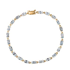 Luxoro 14K Yellow Gold AAA Santa Maria Aquamarine Link Bracelet (7.25 In) 4.35 ctw