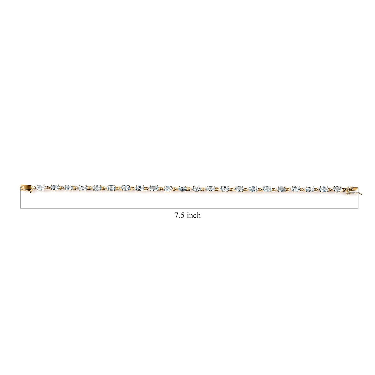 Luxoro AAA Santa Maria Aquamarine 4.35 ctw Link Bracelet in 14K Yellow Gold (7.25 In) image number 4