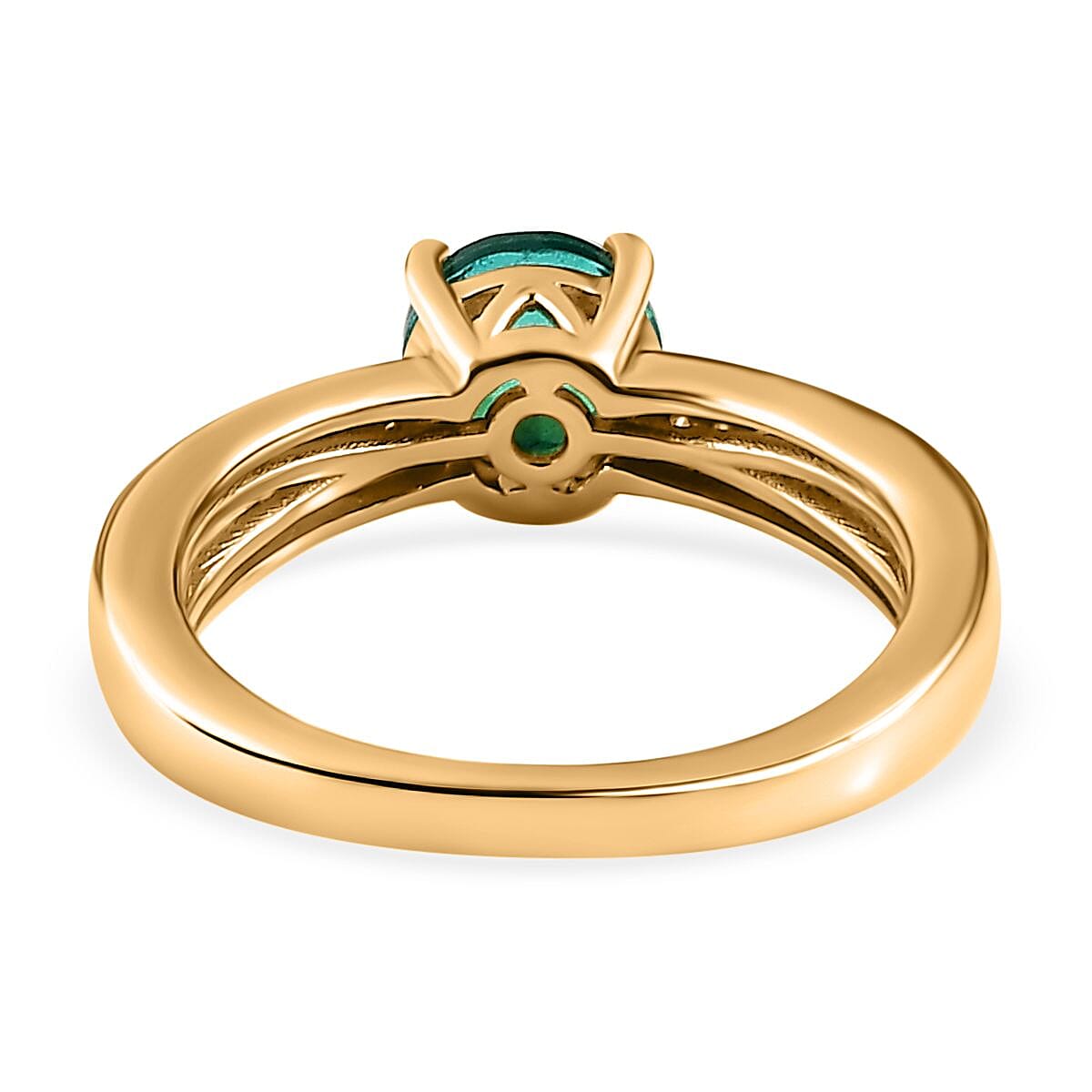 Peacock Quartz (Triplet) and White Zircon 1.30 ctw Ring in Vermeil Yellow Gold Over Sterling Silver (Size 11.5)