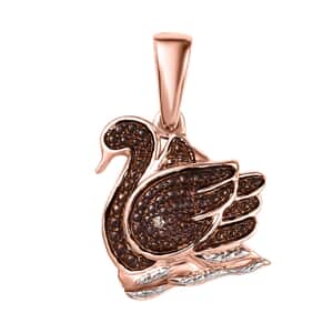 Natural Champagne Diamond Accent Swan Pendant in 14K Rose Gold Over Sterling Silver