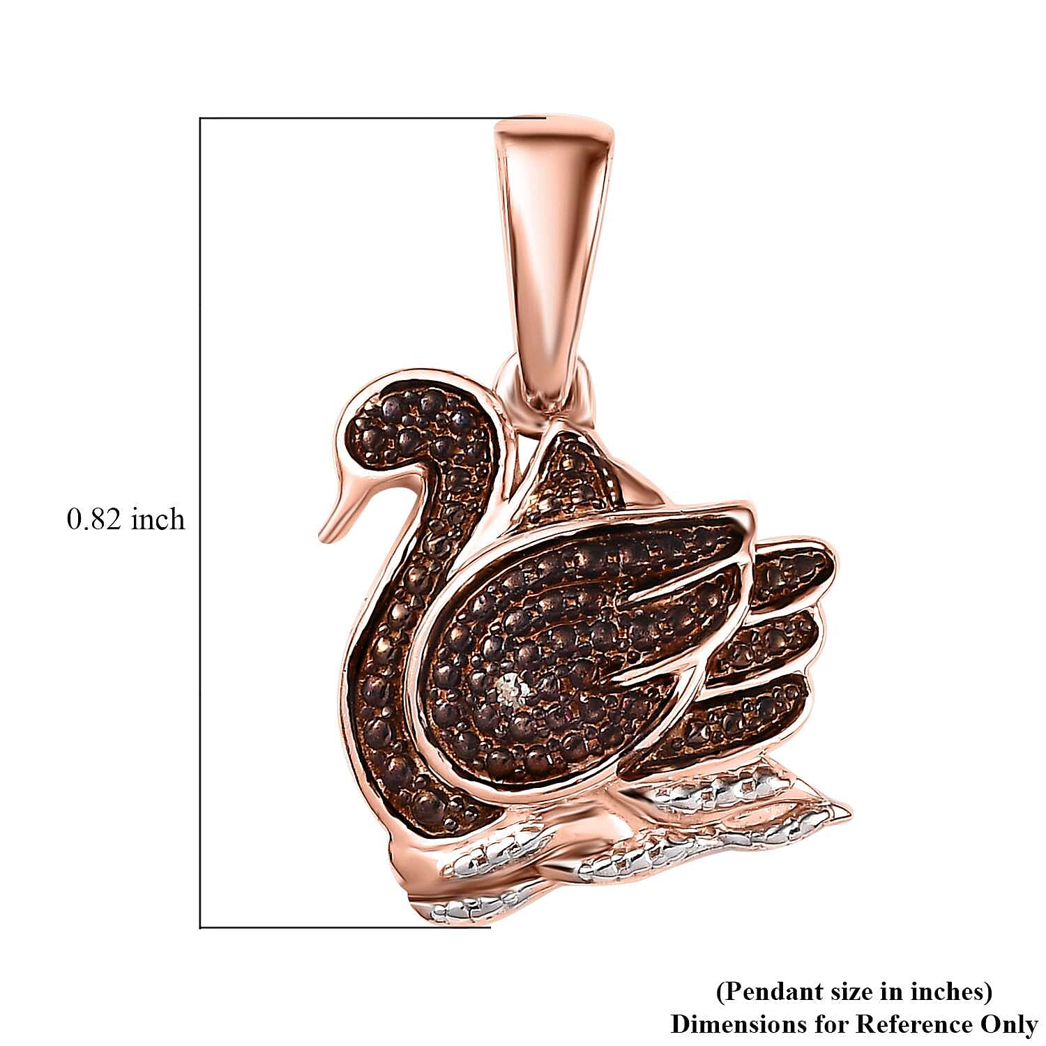 Natural Champagne Diamond Accent Swan Pendant without Chain in 14K Rose Gold Over Sterling Silver