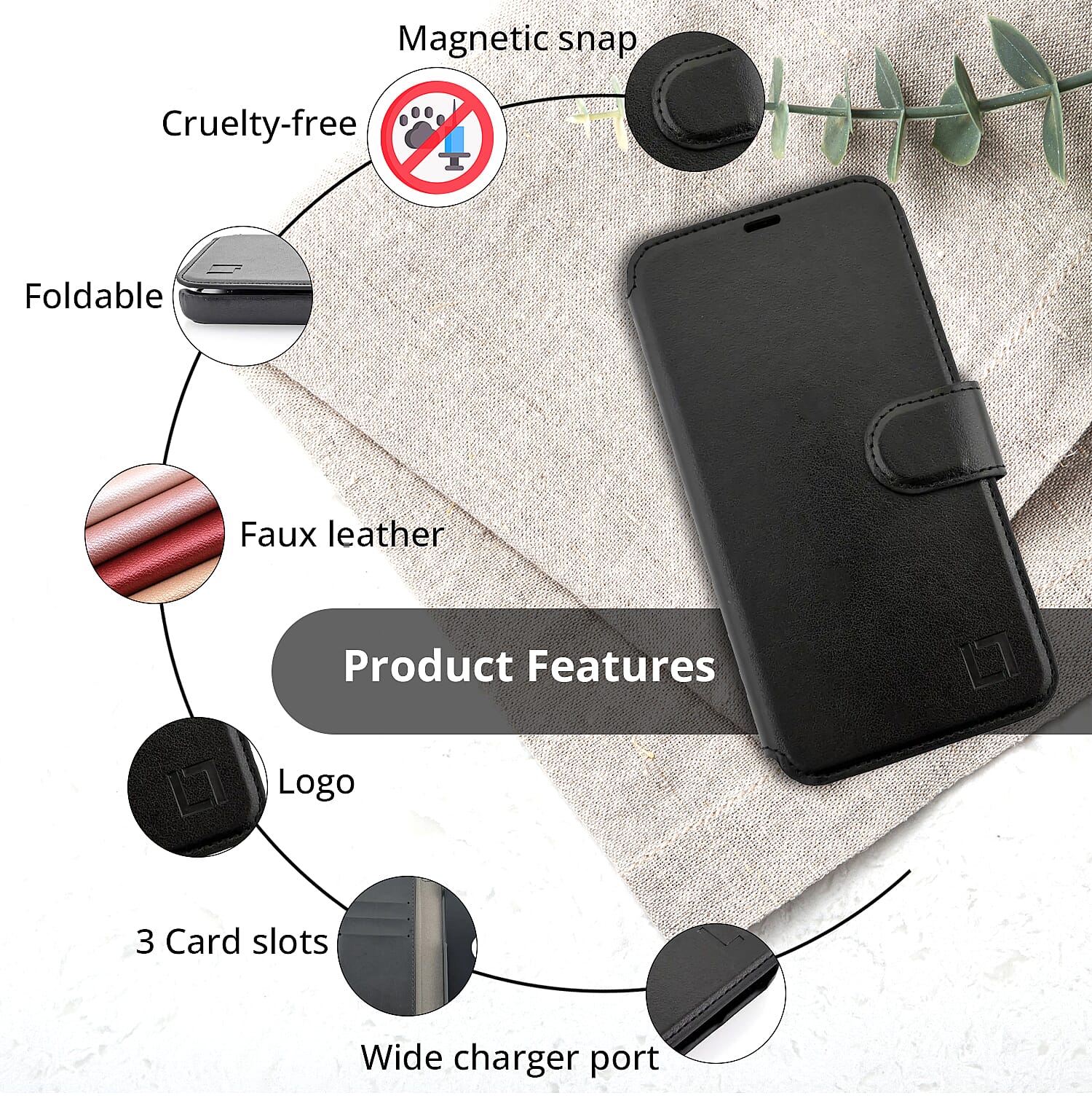 Lupa Legacy iPhone Wallet Case for iPhone 15 -Black