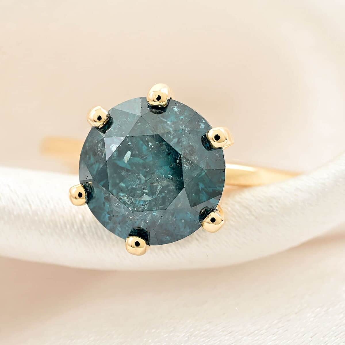 Luxoro 10K Yellow Gold Blue Diamond Ring (Size 8.0) 3.50 ctw image number 1
