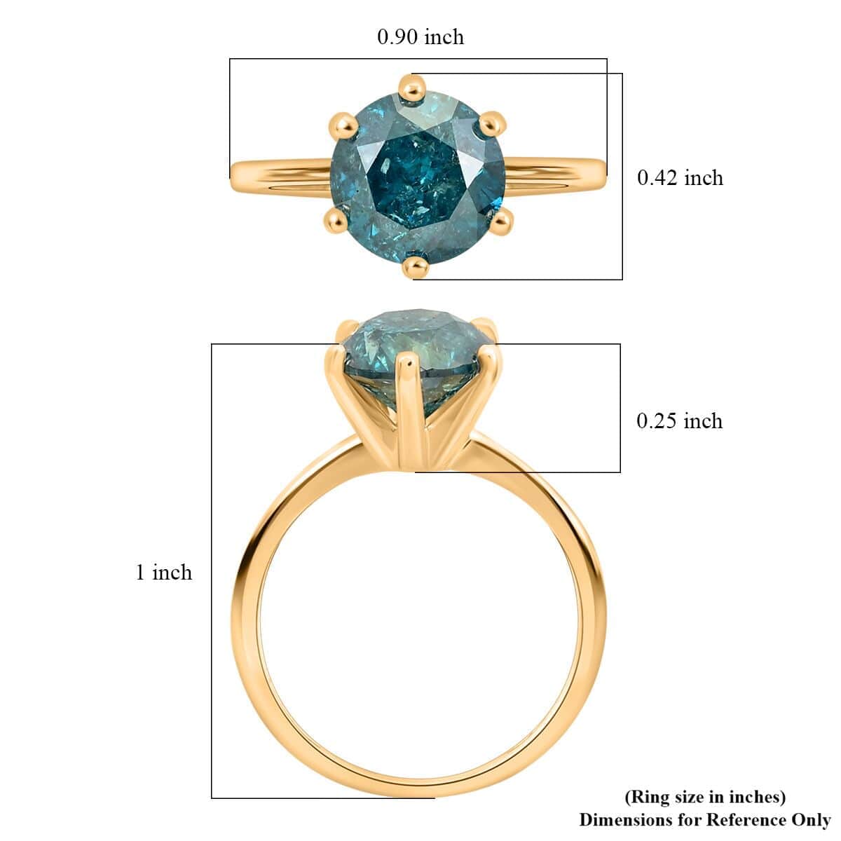 Luxoro 10K Yellow Gold Blue Diamond Ring (Size 8.0) 3.50 ctw image number 4