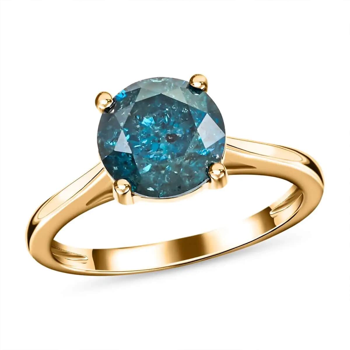 Luxoro 10K Yellow Gold Blue Diamond and White Diamond Ring (Size 6.0) 2.25 ctw image number 0