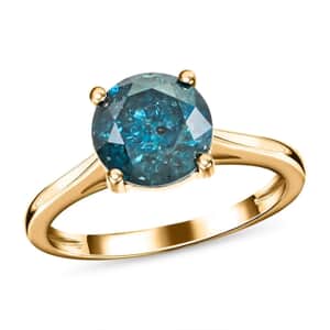 Luxoro 10K Yellow Gold Blue Diamond and White Diamond Ring (Size 6.0) 2.25 ctw