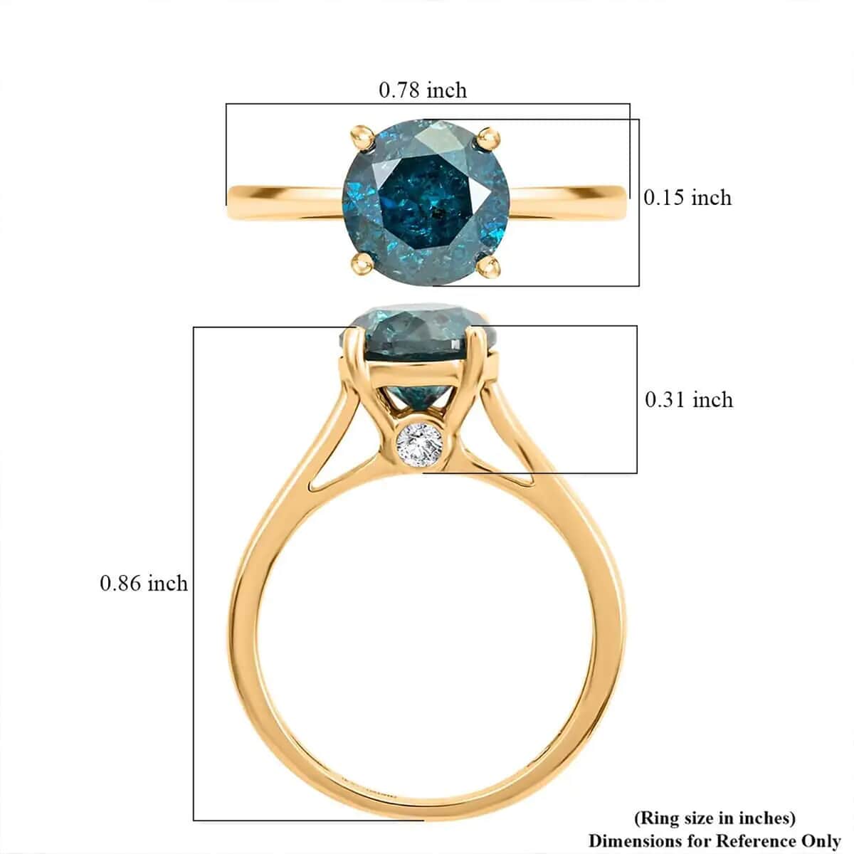 Luxoro 10K Yellow Gold Blue Diamond and White Diamond Ring (Size 6.0) 2.25 ctw image number 6