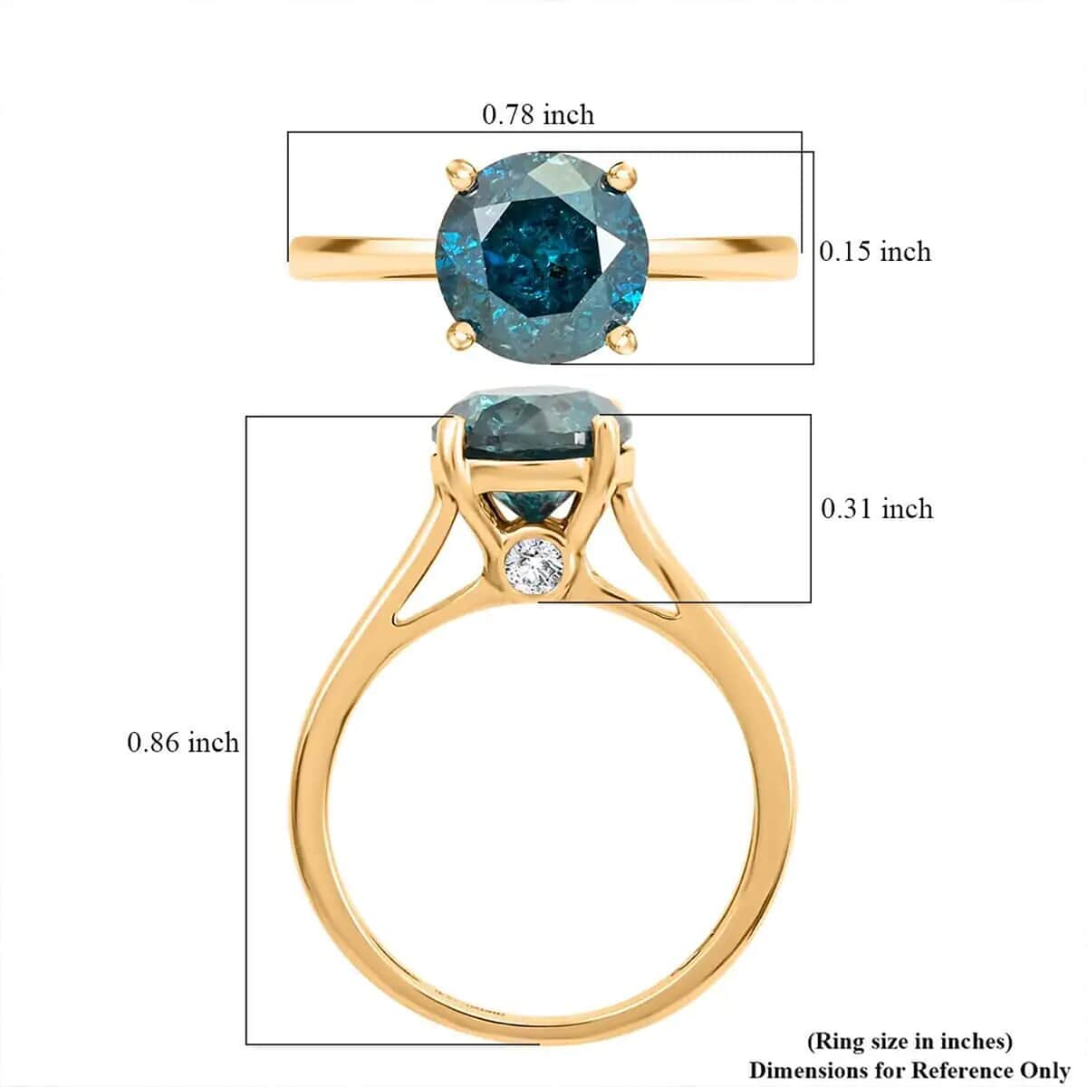 No Brand 10K Yellow Gold I3 Blue Diamond , White Diamond I3 Ring , Gold Wt. 2.35 g 2.24 ctw image number 6