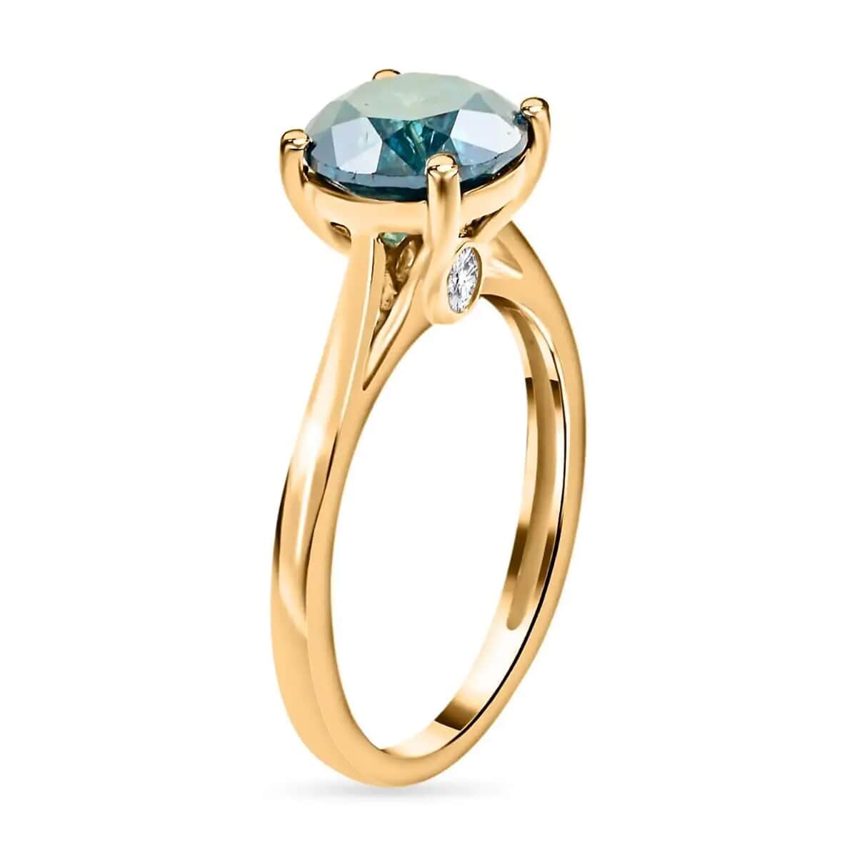Luxoro 10K Yellow Gold Blue Diamond and White Diamond Ring (Size 6.0) 2.25 ctw image number 7