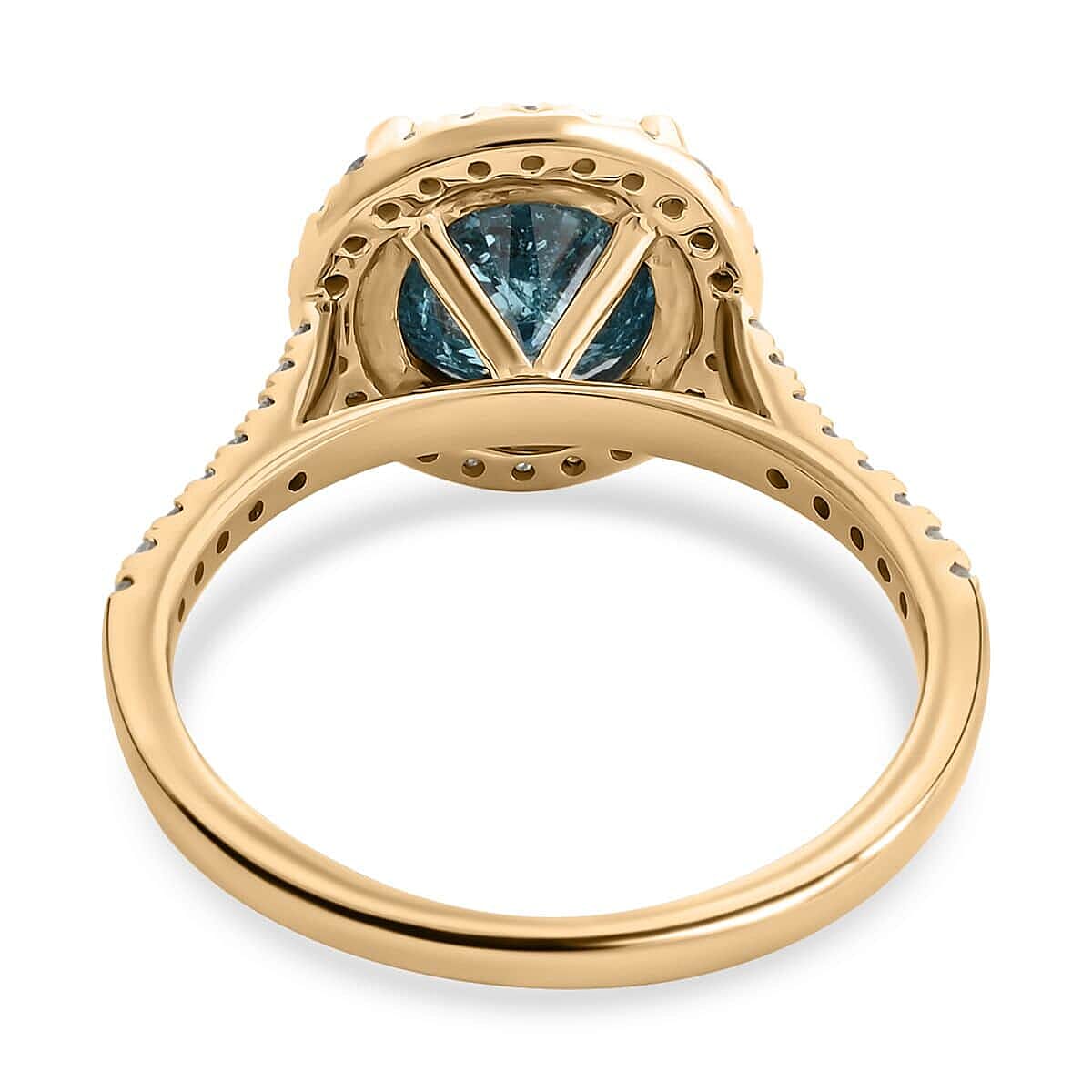 Luxoro 10K Yellow Gold Blue Diamond and G-H I3 Diamond Ring (Size 8.0) 3.50 ctw image number 4