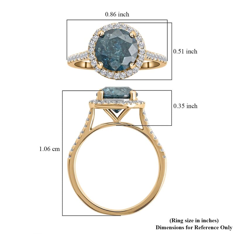 Luxoro 10K Yellow Gold Blue Diamond and G-H I3 Diamond Ring (Size 8.0) 3.50 ctw