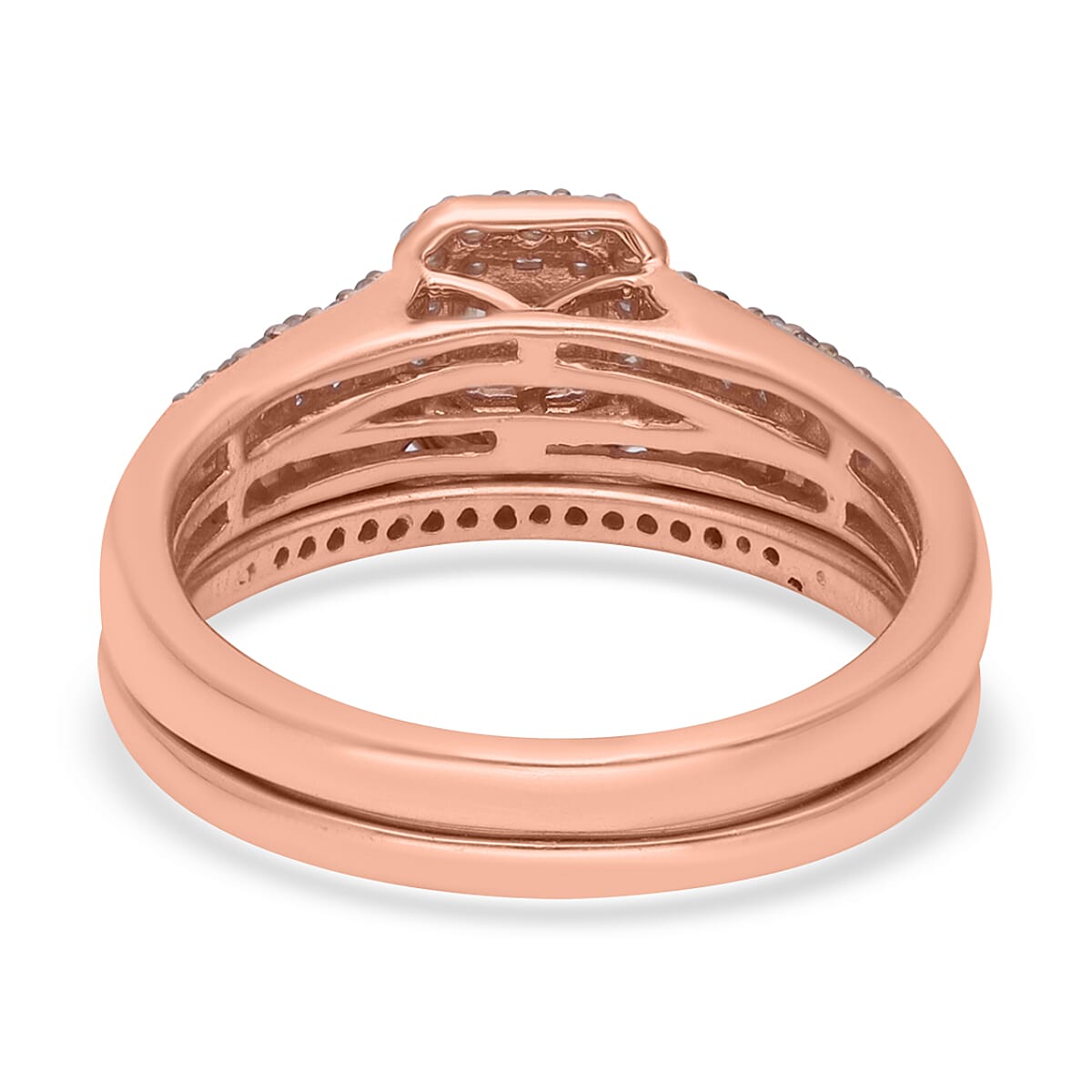 Natural Champagne Diamond Stackable Ring in Vermeil RG Over Sterling Silver (Size 10.0) 0.50 ctw