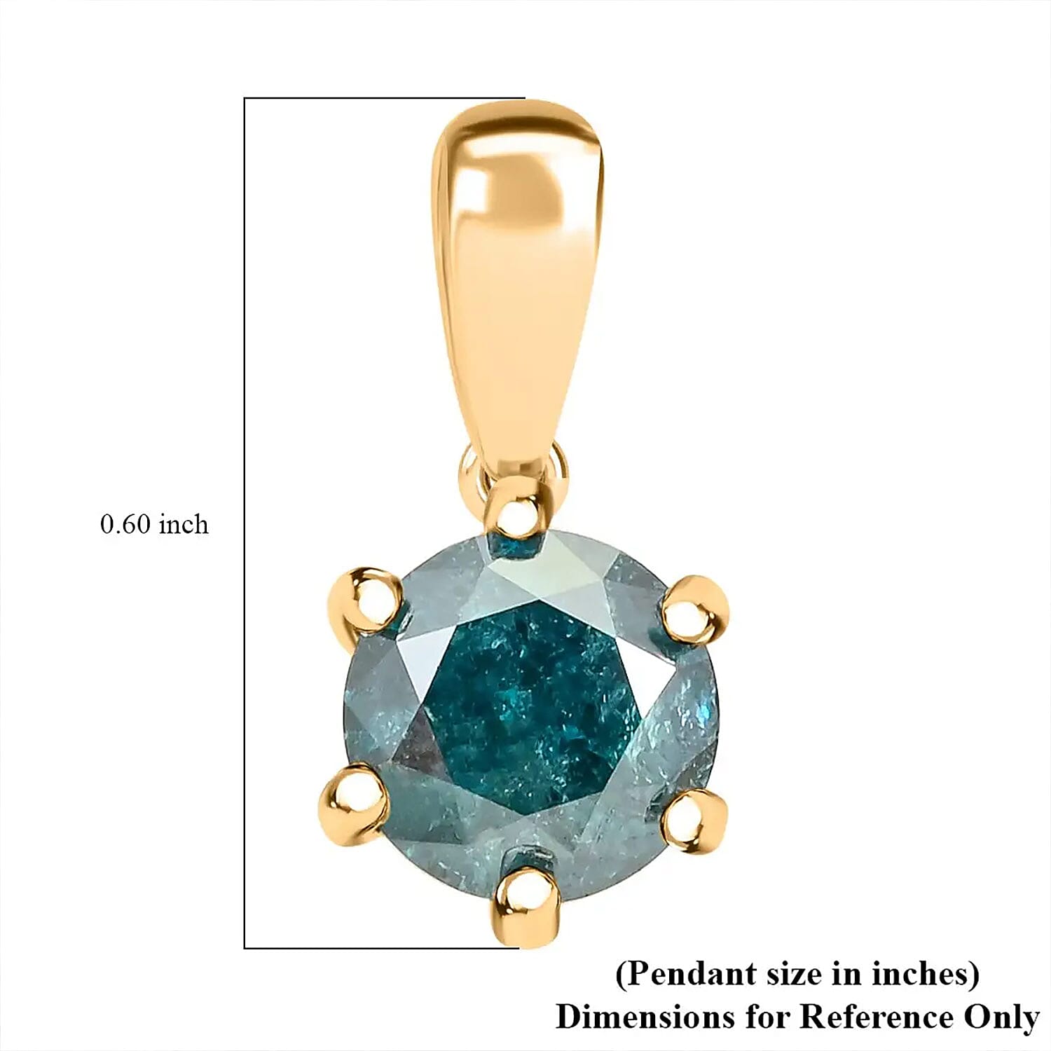 Luxoro 10K Yellow Gold Blue Diamond Solitaire Pendant 1.10 ctw