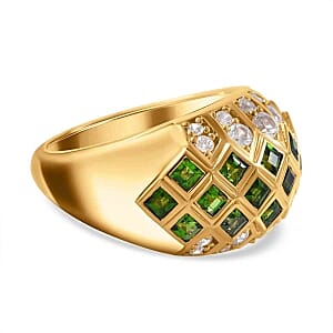 Chrome Diopside and White Zircon2.97 ctw Ring in 14K YG Over Sterling Silver (Size 8)