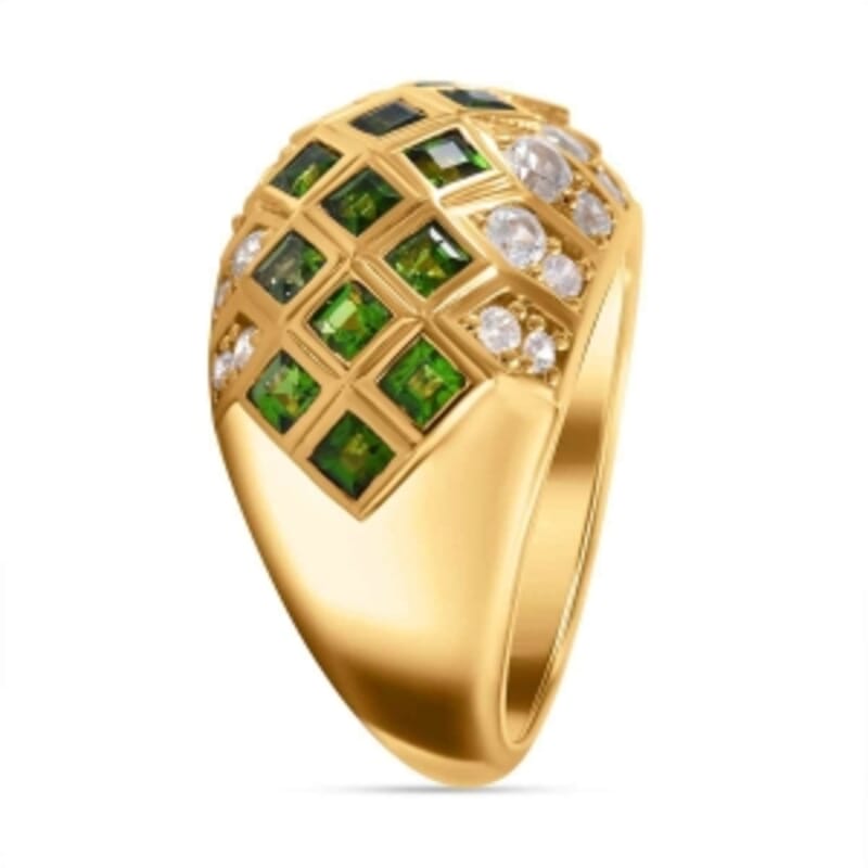 Chrome Diopside and White Zircon2.97 ctw Ring in 14K YG Over Sterling Silver (Size 8)