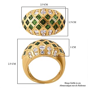 Chrome Diopside and White Zircon2.97 ctw Ring in 14K YG Over Sterling Silver (Size 8)