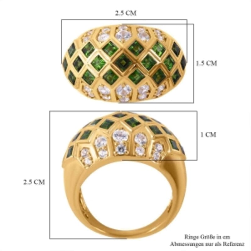 Chrome Diopside and White Zircon2.97 ctw Ring in 14K YG Over Sterling Silver (Size 8)