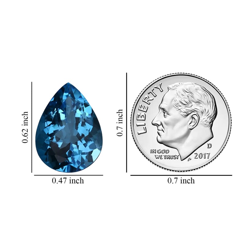 AAAA Swiss Blue Topaz (Pear 16x12 mm) 8.00 ctw Loose Gemstone