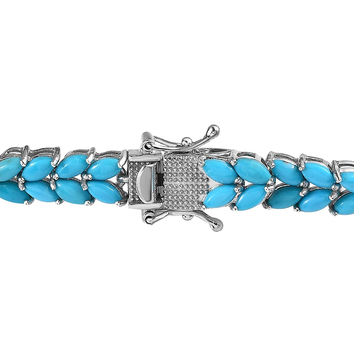 Premium Sleeping Beauty Turquoise Floral Spray Bracelet in Platinum Over Sterling Silver (8.00 In) 18.75 ctw image number 3