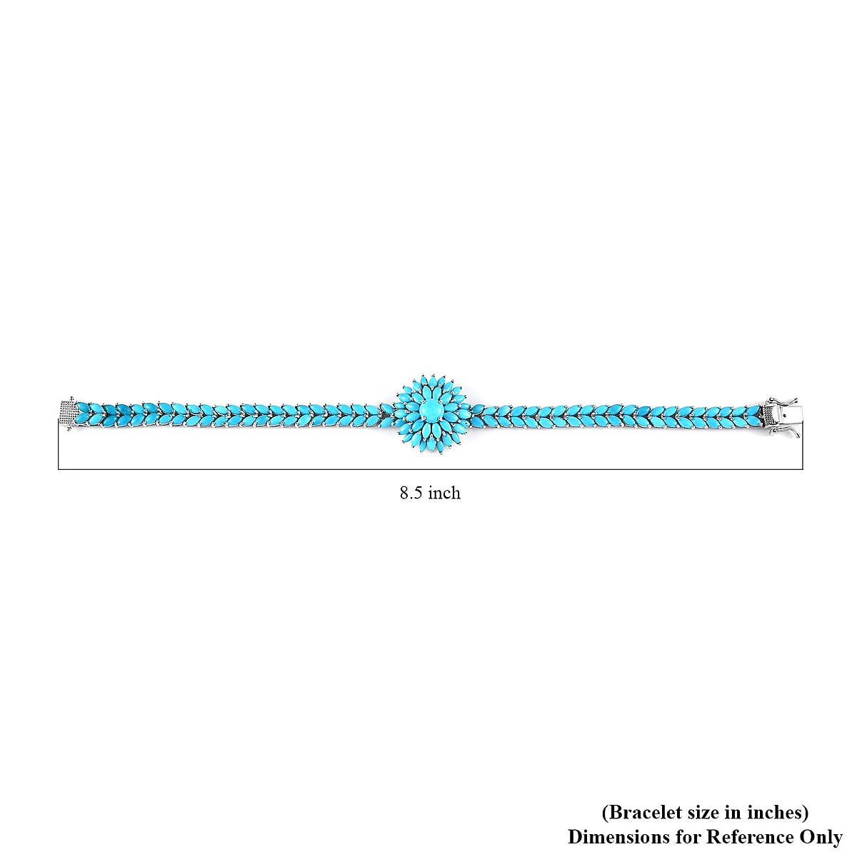 Premium Sleeping Beauty Turquoise Floral Spray Bracelet in Platinum Over Sterling Silver (8.00 In) 18.75 ctw image number 4