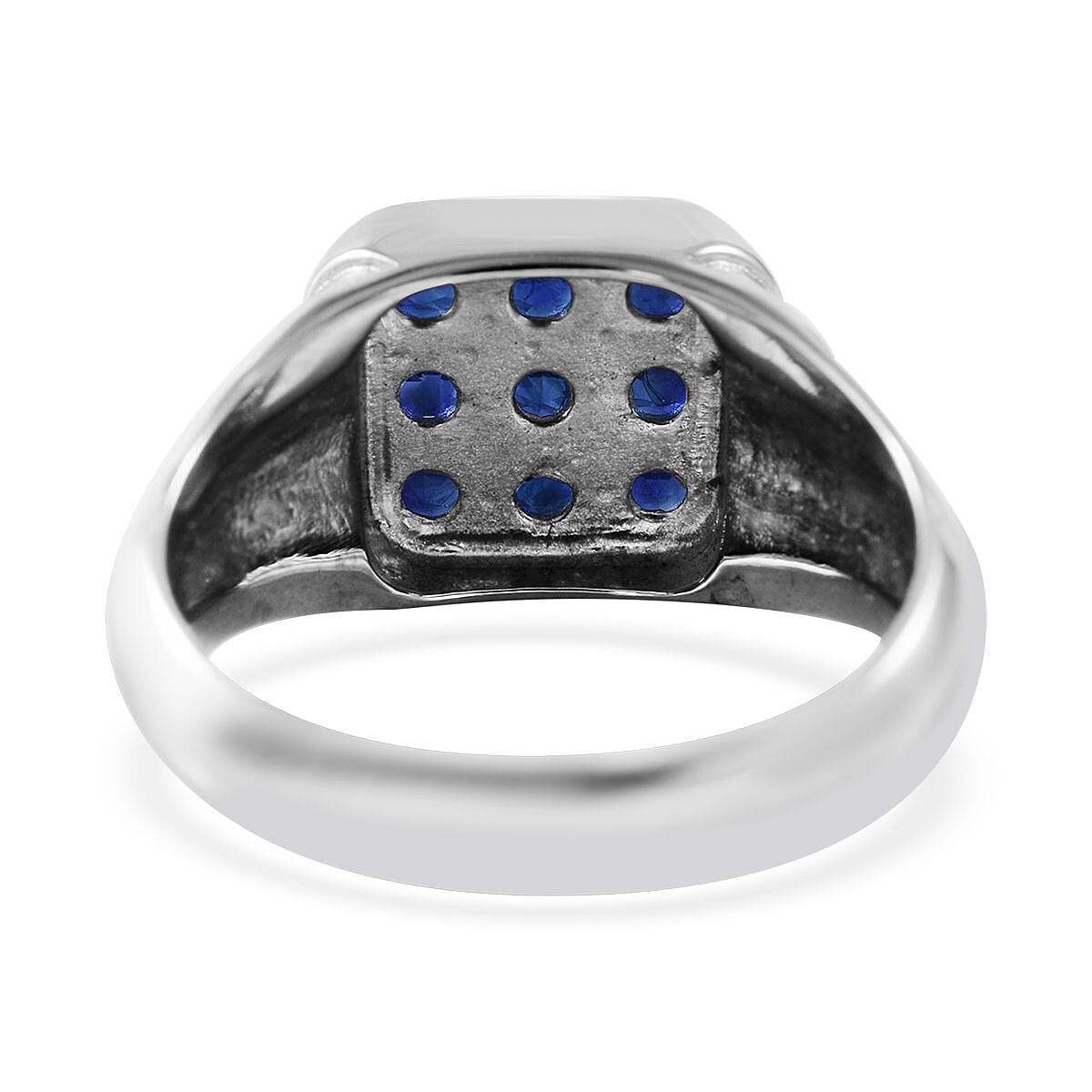 Premium Ceylon Blue Sapphire Men's Ring in Platinum Over Sterling Silver (Size 10.0) 1.25 ctw