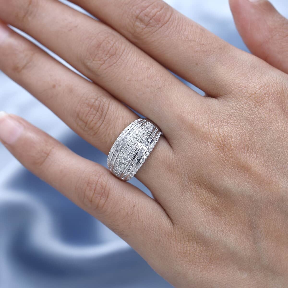 Diamond Ring in Rhodium Over Sterling Silver (Size 7.0) 1.00 ctw image number 2