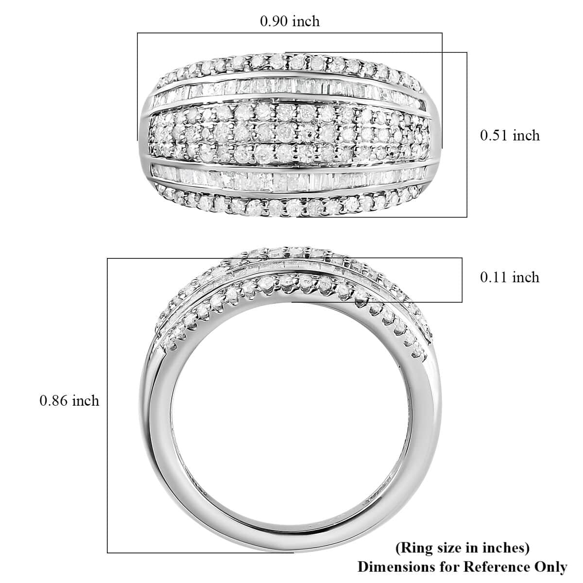 Diamond Ring in Rhodium Over Sterling Silver (Size 7.0) 1.00 ctw image number 5