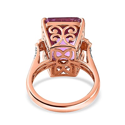 Iliana 18K Rose Gold AAAA Patroke Kunzite and G-H SI Diamond Ring (Size 6.0) 9 Grams 20.40 ctw