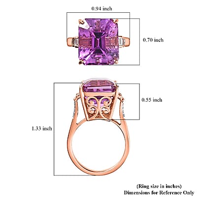 Iliana 18K Rose Gold AAAA Patroke Kunzite and G-H SI Diamond Ring (Size 6.0) 9 Grams 20.40 ctw