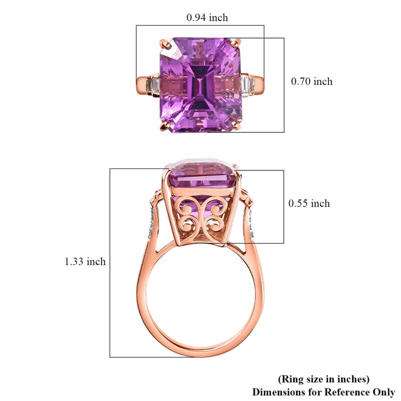 Iliana 18K Rose Gold AAAA Patroke Kunzite and G-H SI Diamond Ring (Size 6.0) 9 Grams 20.40 ctw