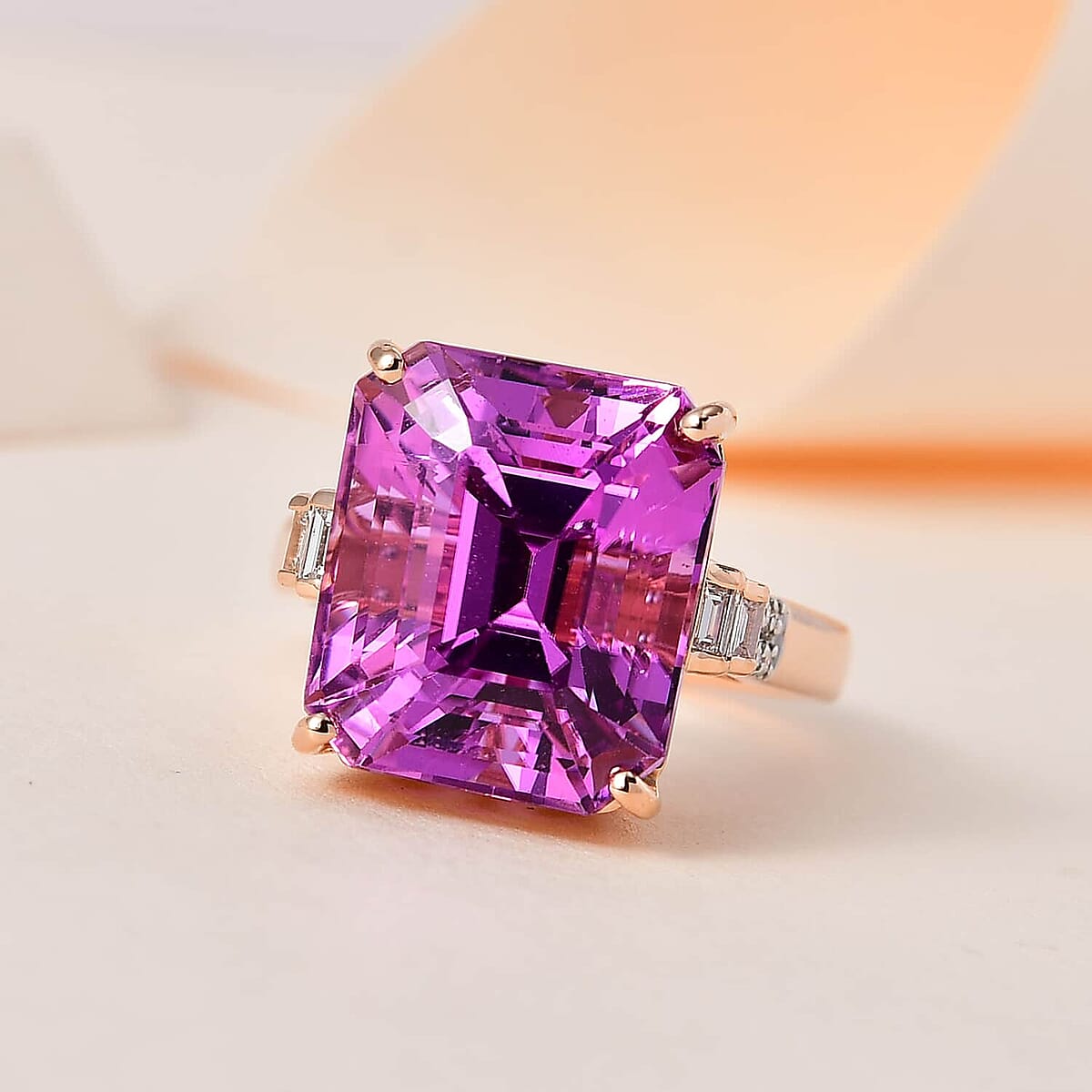 Iliana 18K Rose Gold AAAA Patroke Kunzite and G-H SI Diamond Ring (Size 8.0) 9 Grams 20.40 ctw image number 1