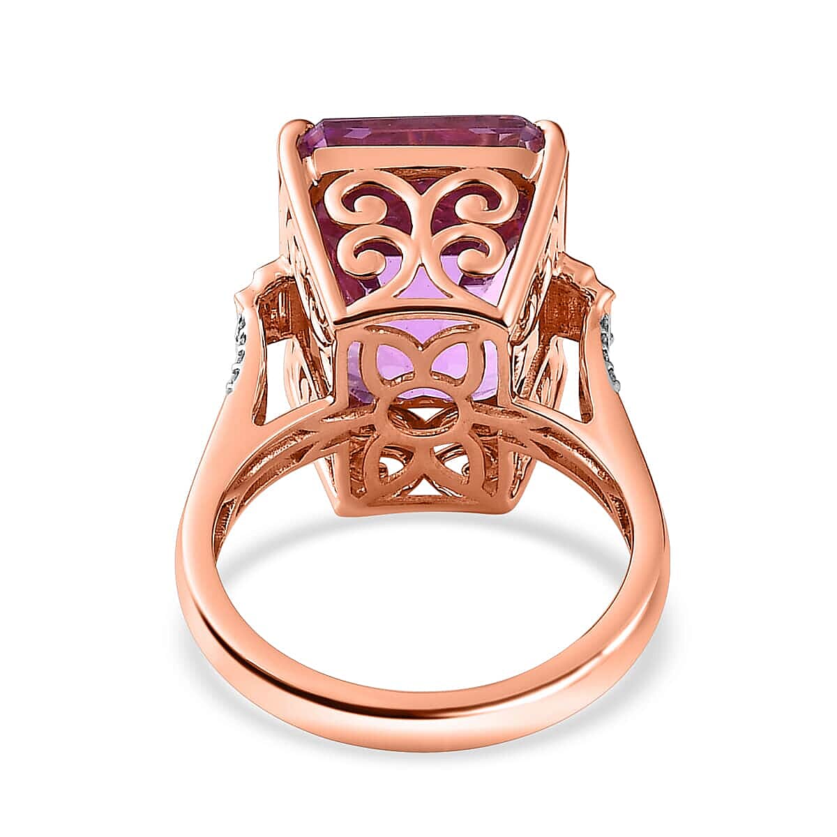 Iliana 18K Rose Gold AAAA Patroke Kunzite and G-H SI Diamond Ring (Size 8.0) 9 Grams 20.40 ctw image number 4