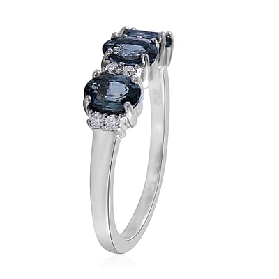 Premium Australian Sapphire and Moissanite Ring in Platinum Over Sterling Silver (Size 10.0) 1.90 ctw