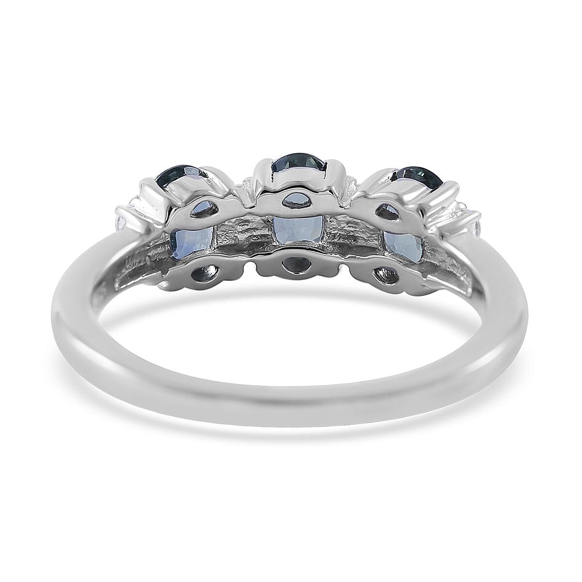 Premium Australian Sapphire and Moissanite Ring in Platinum Over Sterling Silver (Size 10.0) 1.90 ctw