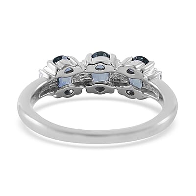 Premium Australian Sapphire and Moissanite Ring in Platinum Over Sterling Silver (Size 10.0) 1.90 ctw