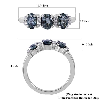 Premium Australian Sapphire and Moissanite Ring in Platinum Over Sterling Silver (Size 10.0) 1.90 ctw