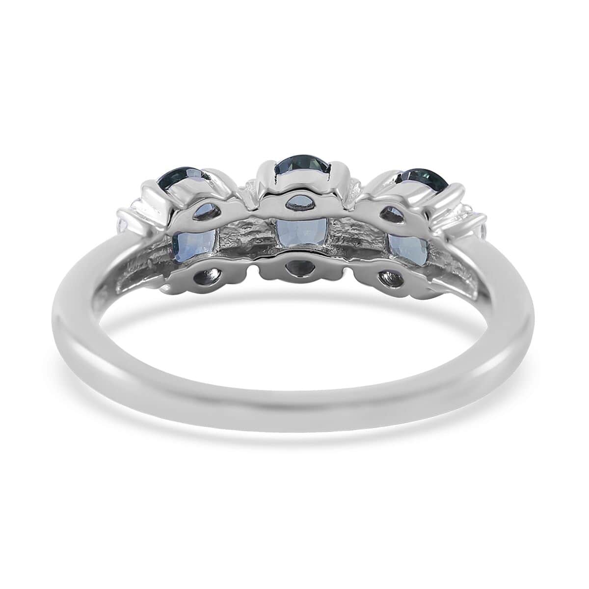 Premium Australian Sapphire and Moissanite Ring in Platinum Over Sterling Silver (Size 7.0) 1.90 ctw image number 3